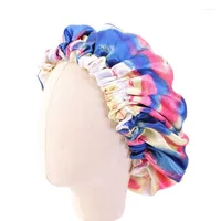 Hats Fashion Print Hair Bonnet Satin Silky Big For Kids African Accessories Children Sleep Cap Headwrap Hat