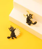Kreskówka emalia brooth bozowa czarne koty słońce księżyc punkowy magiczna magiczna niestandardowa broszki plecak klapy pin biżuterii akcesoria 1510 E38609555