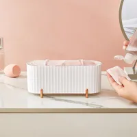 Aufbewahrungsboxen Drei-Kompartiment Kosmetikbox transparent staubfeste, ￼berdachte Baumwolle Beauty Egg Bad Organizer