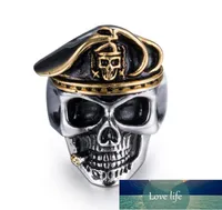 Trendy fashion domineering officer beret skull ring men retro gothic punk hip hop rock accessories jewelry Halloween gifts Factory7425032