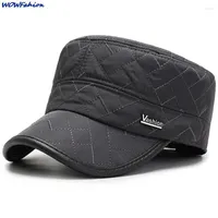 Berets Men's Warm Baseball Cap With Ear Flaps Winter Waterproof Thicken Brand Vashion Hat Flat Top Snapback Hats Bone Trucker Caps