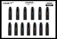 VIP super Original IGET LEGEND Disposable vape Device Kit Ecigarettes 4000 Puffs 12ml Prefilled Cartridge Battery 20 flavors reta6525741