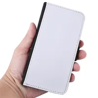 Sublimation White Leder Mobiltelefonhülle mit Brieftaschenkartensteckplätzen für iPhone 14 13 12 Pro max schwarzes Seitenpolyesterfaser und PC Hardcover B212