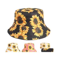 Party Hats Four Seasons Womens Sunflower Print Bucket Hat Big Brim Fashion Simple Sun Inventory Wholesale Drop Delivery Home Garden Dhmu0
