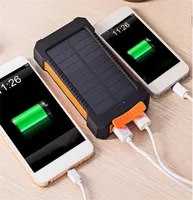 Drop Solar Power Bank Charger 20000mah with Led Light Battery Portable outdoor Charge Double head USB Charging cell phone Powerban7987712