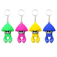 PVC Splatoon Keyrings Cute Cartoon Key Chains Rings Jewelry Squid Octopus Car Keychains Holder Animal Design Bag Charm Pendant Trinket Keyfob Gift Game Accessories