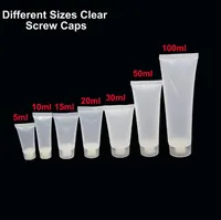 5ml 10ml 15ml 20ml 30ml 50ml 100ml Clear Plastic Lotion Soft Tubes Bottles Frosted Sample Container Empty Cosmetic Makeup Cream Container