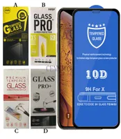 iPhone 12 Mini 54 Pro 61 Max 67 11 XR X XS 8 7 Plus 100PC 소매 2404712 용 10d Full Cover Tempered Glass Film Screen Protector 2404712