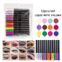 Handiyan 12 Colors Matte Liquid Eyeliner Pen Set Waterproof Long Lasting Quick Dry Eye Liner Bright Color5585877