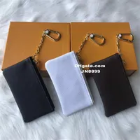 4 Colors Key Pouch Zip Wallet Coin Leather Wallets Women Designer Purse With Orange Box241J