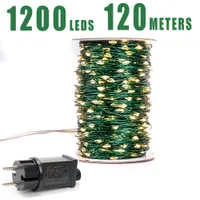 Christmas Decorations Green Cable 1000 LED String Lights 100m Fairy Outdoor Waterproof Tree Garland Holiday Decorration 221207