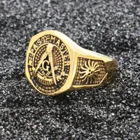 Factory Whole Male New Stainless Steel Masonic Ring for Men mason Symbol G Templar masonry Men Rings269D