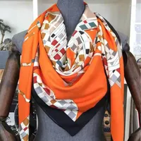 Schals Mode Zijden Sjaal Vrouwen Vierkante Bandana Luxe Hoofdoek Hijab Vrouwelijk e Foulards 130 cm