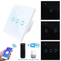 WIFI Smart Light Switch Glass Bank Touch Switch متوافق مع Alexa Google Home Smart Wall Switch 10A 90250V Phone App Timer F1169387