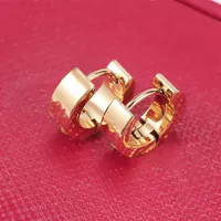 Designer Studs Hoop Earrings Titanium Steel 18K Rose Gold Silver Color Pupular Woman Simple Fashion C 13MM Studs Jewelry Gift 17kc3004