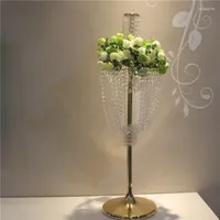 Party Decoration Wholesale Bling Gold Silver Metal Wedding Table Centerpiece Crystal Flower Stand Props 10pcs lot