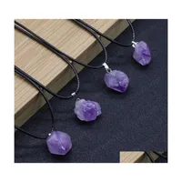 Pendant Necklaces Irregar Crystal Amethyst Druse Natural Stone Necklace For Women Fashion Jewelry Will And Sandy Drop Delivery Neckl Dhwjp