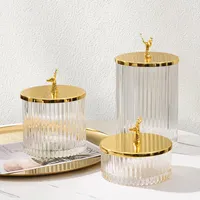 Depolama kutuları ins nordic banyo organizatör cam mücevher kutusu pamuklu çubuk tutucu altın kapalı kozmetik teneke kutu