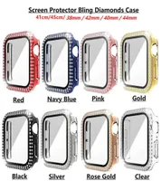 Diamond Screen Protector watch Case for Apple iWatch 45mm 44mm 42mm 41mm 40mm 38mm Bling Crystal Full Cover Protective Cases PC Bu8589953