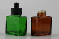 30ml E液体ガラスドロッパーボトルフラットスクエアEジュースボトル長方形エッセンシャルオイルと電子葉巻用の純粋なガラスドロッパー