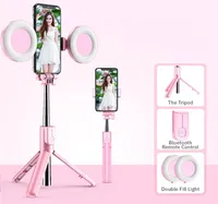4IN1ワイヤレスBluetooth Selfie Stick LEDリングライト拡張可能なハンドヘルドモノポッドLive Tripod for iPhone X 8 Androidスマートフォン8146961
