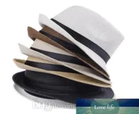 Fashion Men Women Straw Hats Soft Fedora Panama Hats Outdoor Stingy Brim Caps Jazz Straw Hat Outdoor Sun Hat 7 Colors Choose5861506