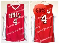 Le basket-ball collégial porte UNLV Running Rebel Jerseys College Basketball Red 4 Larry Johnson Jersey Sport Centred Uniforms Excellente qualité