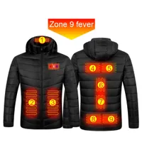 Mens Down Parkas 전기 가열 재킷 겨울 따뜻한 열 후드 코트 긴 소매 9 개 지역 야외 캠핑 하이킹을위한 USB 의류 221206