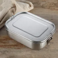 Dinnerware Sets Creative Stainless Steel Lunch Box Single Layer Adult Kitchen Container Sealed Leak-Proof Bento Rectangular Lunchbox