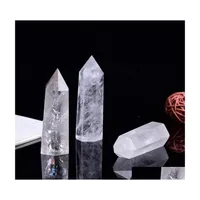 Arts And Crafts White Crystal Tower Arts Ornament Mineral Healing Wands Reiki Natural Sixsided Energy Stone Ability Quartz Pillars D Dhe3G
