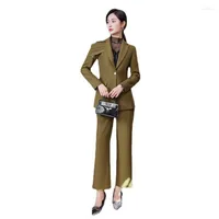 Women's Two Piece Pants High End Formal Suits 2022 Autumn Winter Fashion Business Temperament Slim Blazer And Trousers Office Ladies Work