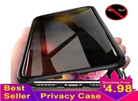 TONGDAYTECH磁気焼きガラスプライバシー金属電話ケースコケ360 iPhone SE XR XR XS 11 12 Pro Max 8 7 6 Plus8250785用マグネットカバー