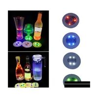 Other Event Party Supplies Party Mats Mini Led Coaster Glow Bottle Light Stickers Bright Xmas Nightclub Bar Vase Decor Battery Pow Dhr6G