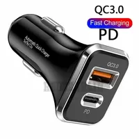 Universal USB Fast Car Charger Quick Charge QC 3.0 36W Type C PD Usb Chargers For iPhone Samsung Xiaomi Mobile laptops