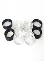 Samples Tank Glass Box Jar 3ml 5ml Black Lid container OEM case clear dab tool for vape wax Cream oil collection Cosmetic sample j7486486
