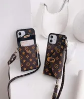 2022 designer cell phone cases leather protective case multifunctional card bag with adjustable shoulder strap for iPhone 13 proma6430526
