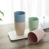 Tassen Untertassen Plastik Weizen Stroh Tee Tasse umweltfreundliche Kaffee Milch Drink Zahnbürste für Badezimmer Küche