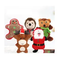 Hondenspeelgoed Chews Pet Dog Christmas Squeaky Toys Plush Gevulde Chew Toy Santa Claus Snowman Xams Party Gift pluche klinkend Drop Deli DHNY0