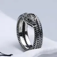 Designer 925 Silver Single Snakehead Retro Retro Fashion Couple Ring
