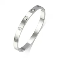 Clasp Style Stone Love Bracelets & Bangles for Women Men 316L Titanium Steel Cubic Zirconia Jewelry 16cm 17cm 18cm 19cm Brand Jewe302t