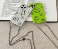Fashion lovely pretty ed smiley metal chain phone cases for iphone 13 12 11 pro X XS max XR 7 8 plus Samsung Galaxy S21 S20 N4269997