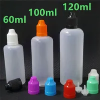 Colorful 60ml 100ml 120ml Dropper Bottle E Liquid Empty 60 100 120 ml PE Vape Cig Juice Plastic Bottles with Long Thin Tips4683332