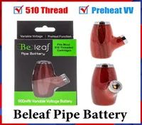 Original Beleaf Pipe Battery Kit Wooden Design For Cigarette 510 Thread Vape Pen 900mAh Rechargeable Preheat Variable Voltage4364652