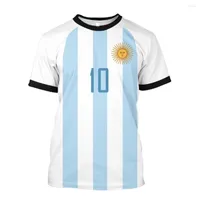 Men's T Shirts Custom Numbered Argentina Flag T-Shirts High Quality Clothing 3D Short Sleeve Featured 2022 Casual Activewear Mesh Tops