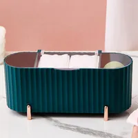 Storage Boxes Desktop Makeup Supply Organizer With Lid Classified 4 Cells Case For Cotton Swab Pad Beauty Egg H88F
