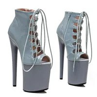 Botas leecabe 20cm8innches patente de p￳lo superior sapatos de dan￧a de festa de partida de stripper showe steel dancing de altura 2k 221207
