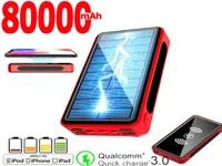 Solar Power Bank 80000MAH 4USB LEDポータブルワイヤレス充電電源パックは、iPhone Xiaomi 7115825の外部バッテリーを充電できます