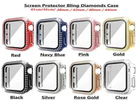 Diamond Screen Protector watch Case for Apple iWatch 45mm 44mm 42mm 41mm 40mm 38mm Bling Crystal Full Cover Protective Cases PC Bu5099517