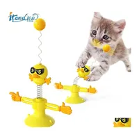 Hundespielzeug kaut es und ich Spring Bird Cat Toy Tease Fledermaus mit Feather -Sauger spinnen Spaß Gatos Rod Interactive Toys Cats Supplies in DH0U5