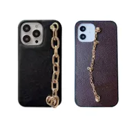 Designer LU Official Soft Leather Pols Strap Phone Cases voor iPhone 13 12 11 Pro Max Brown Flower Case X XS MAX XR 8 7 Plus WIT9589365
